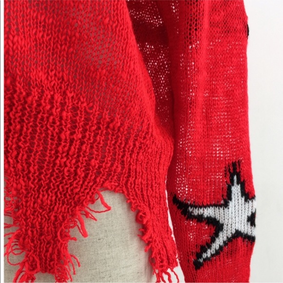RESTOCK JUST IN! red star distressed - Sweater - Picture 7 of 8
